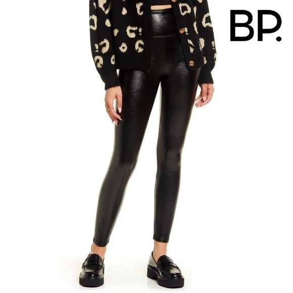 BP. Faux Leather Leggings Stretch High Waisted Pleather Pants - Picture 2 of 8
